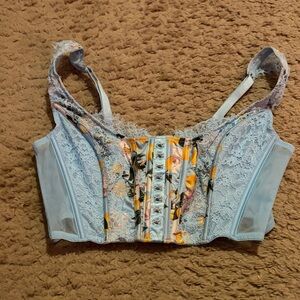 Victoria's Secret Light Blue Lemon Lace Bra Top RARE